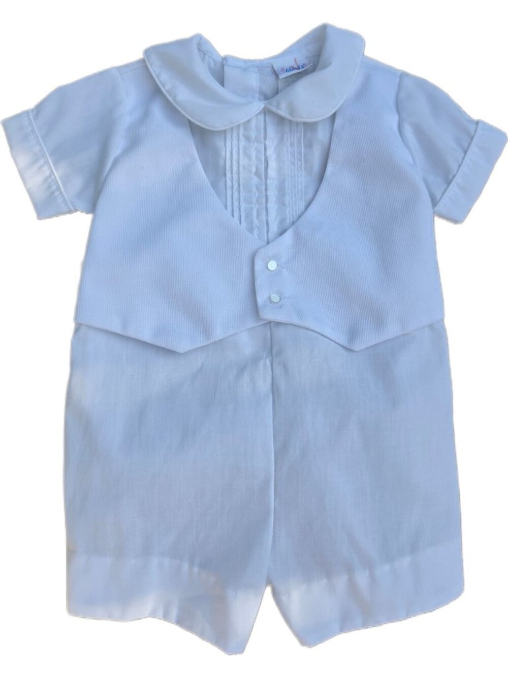 Vtg Alexis Baby Boy Baptism Romper Bobby Suit 9M